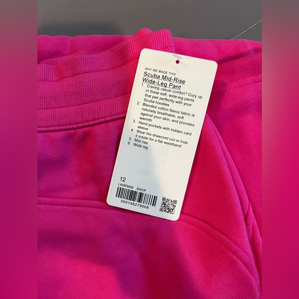 Lululemon mid rise wide leg scuba sonic pink